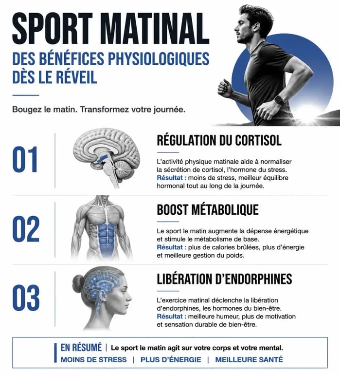 Infographie sur les bienfaits du sport le matin pour la santé