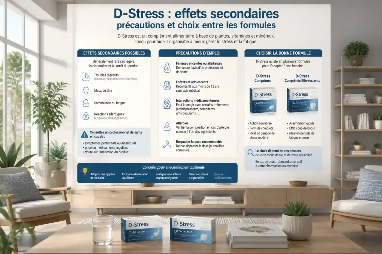 Effets secondaires de D-Stress : précautions et choix entre les formules