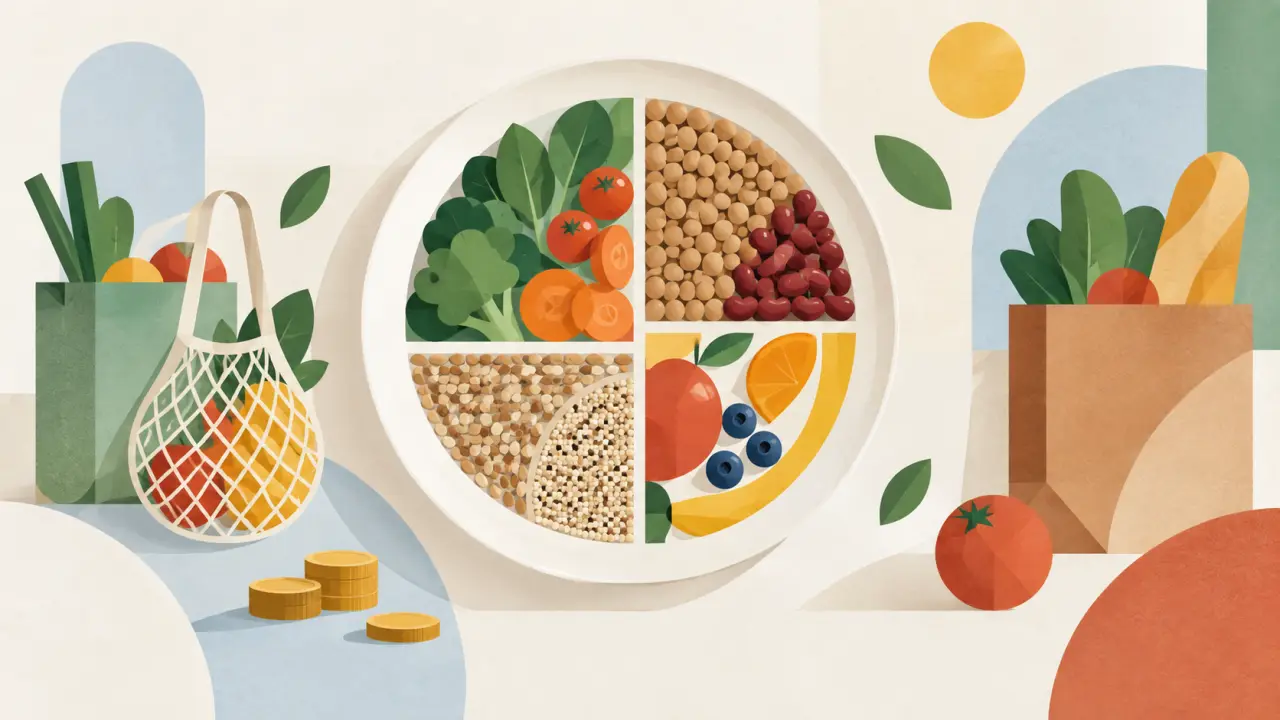 Composition géométrique d'aliments simples pour une assiette équilibrée
