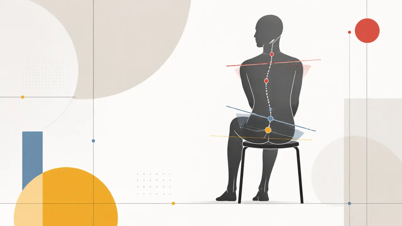 Composition Bauhaus illustrant la posture assise et l'alignement du corps
