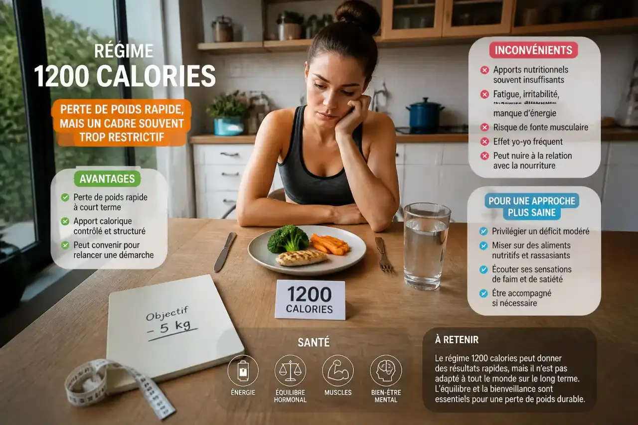 Régime 1200 calories : perte de poids rapide, mais un cadre souvent trop restrictif