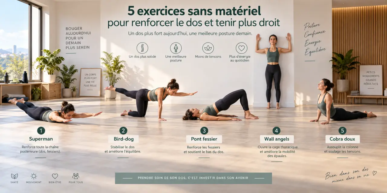 5 exercices sans matériel pour renforcer le dos et tenir plus droit