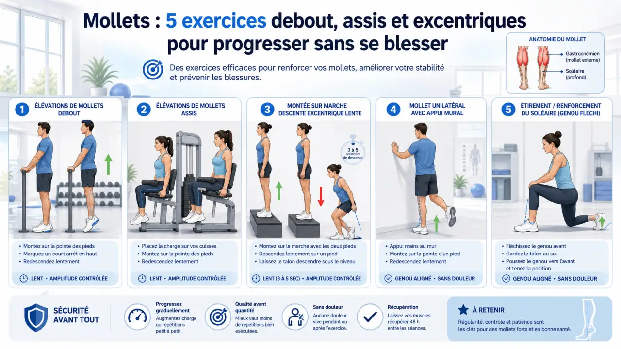 Mollets : 5 exercices debout, assis et excentriques pour progresser sans se blesser