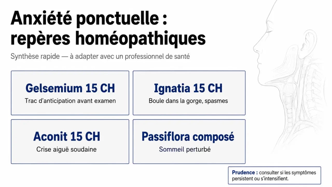 Homéopathie contre le stress : synthèse visuelle des remèdes selon les symptômes