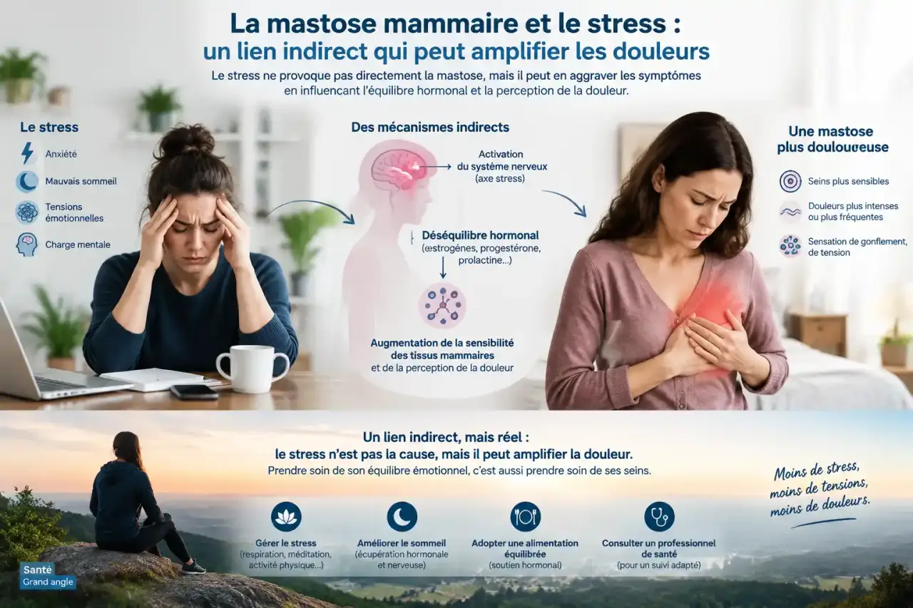La mastose mammaire et le stress : un lien indirect qui peut amplifier les douleurs