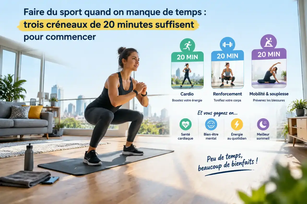 Faire du sport quand on manque de temps : trois créneaux de 20 minutes suffisent pour commencer