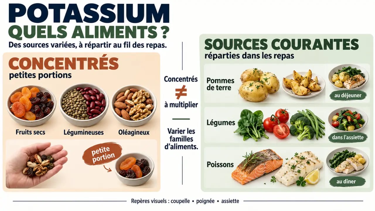 Potassium quel aliment : aliments riches en potassium classés par familles et portions