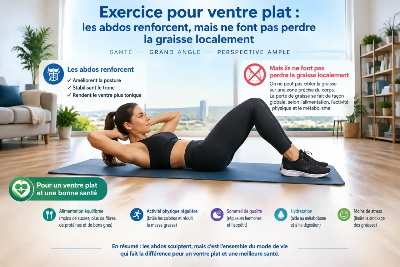 Exercice pour ventre plat : les abdos renforcent, mais ne font pas perdre la graisse localement
