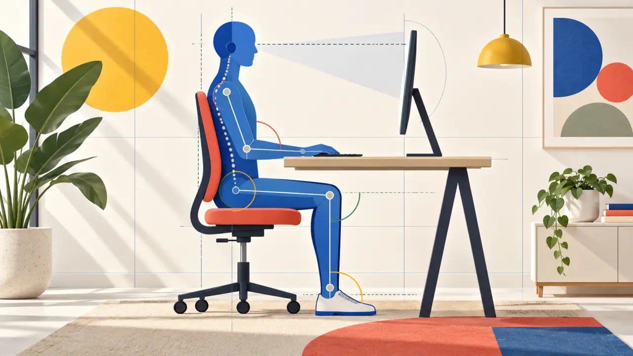Poste de travail ergonomique et posture alignée devant un écran
